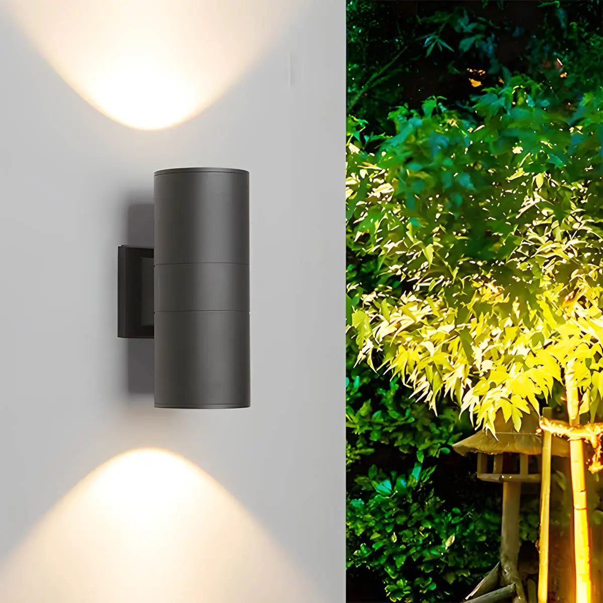 Antizer Outdoor Aluminum Cylinder Up and Down Wall Lamp Sand Black Warm Light