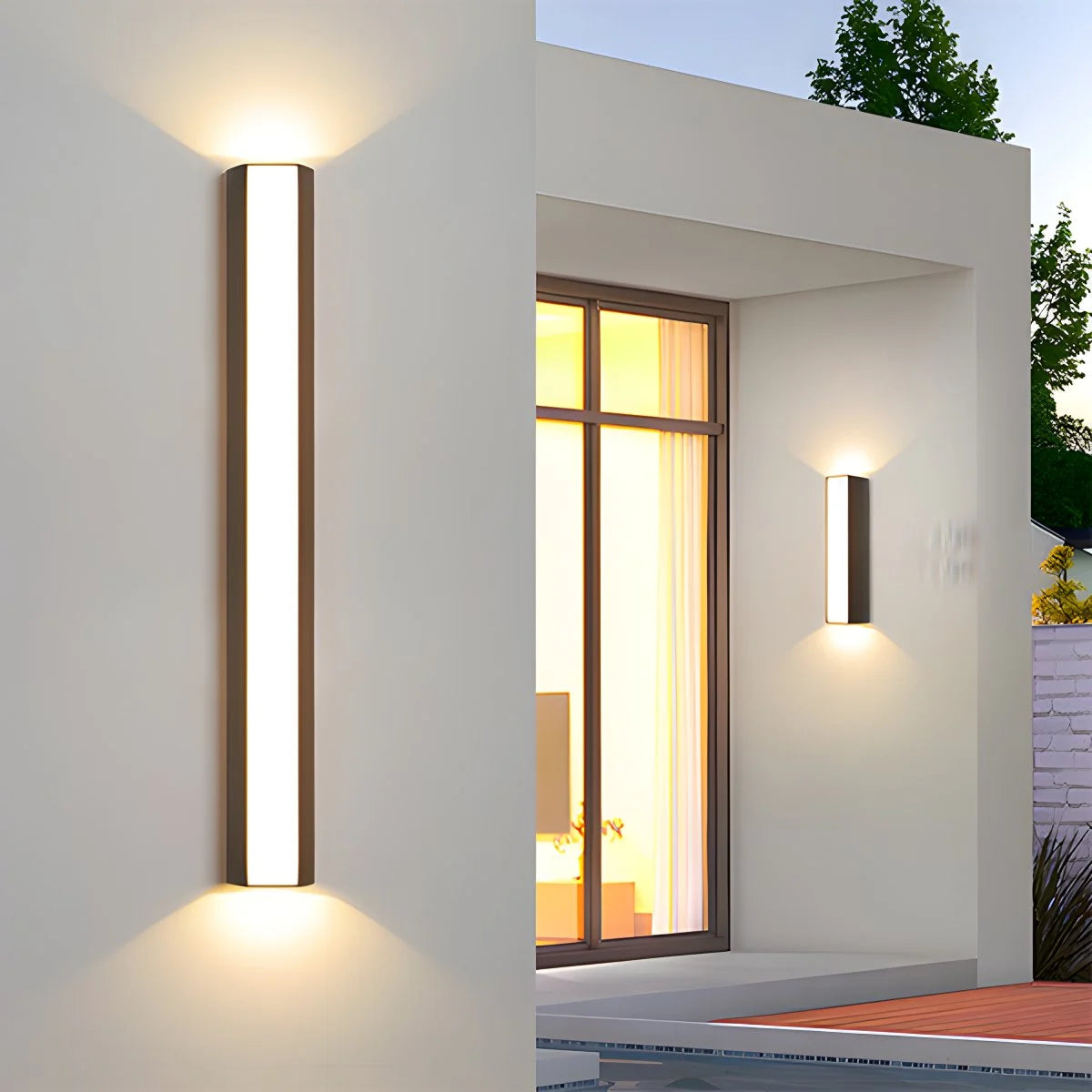 Antizer Outdoor Waterproof LED Strip Aluminum Wall Sconce Long Warm Light