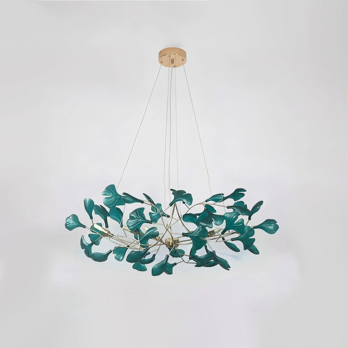 Antizer Acrylic Ginkgo Leaf Chandelier for Dining Area Dark Green L 31.5" x H 15.7"