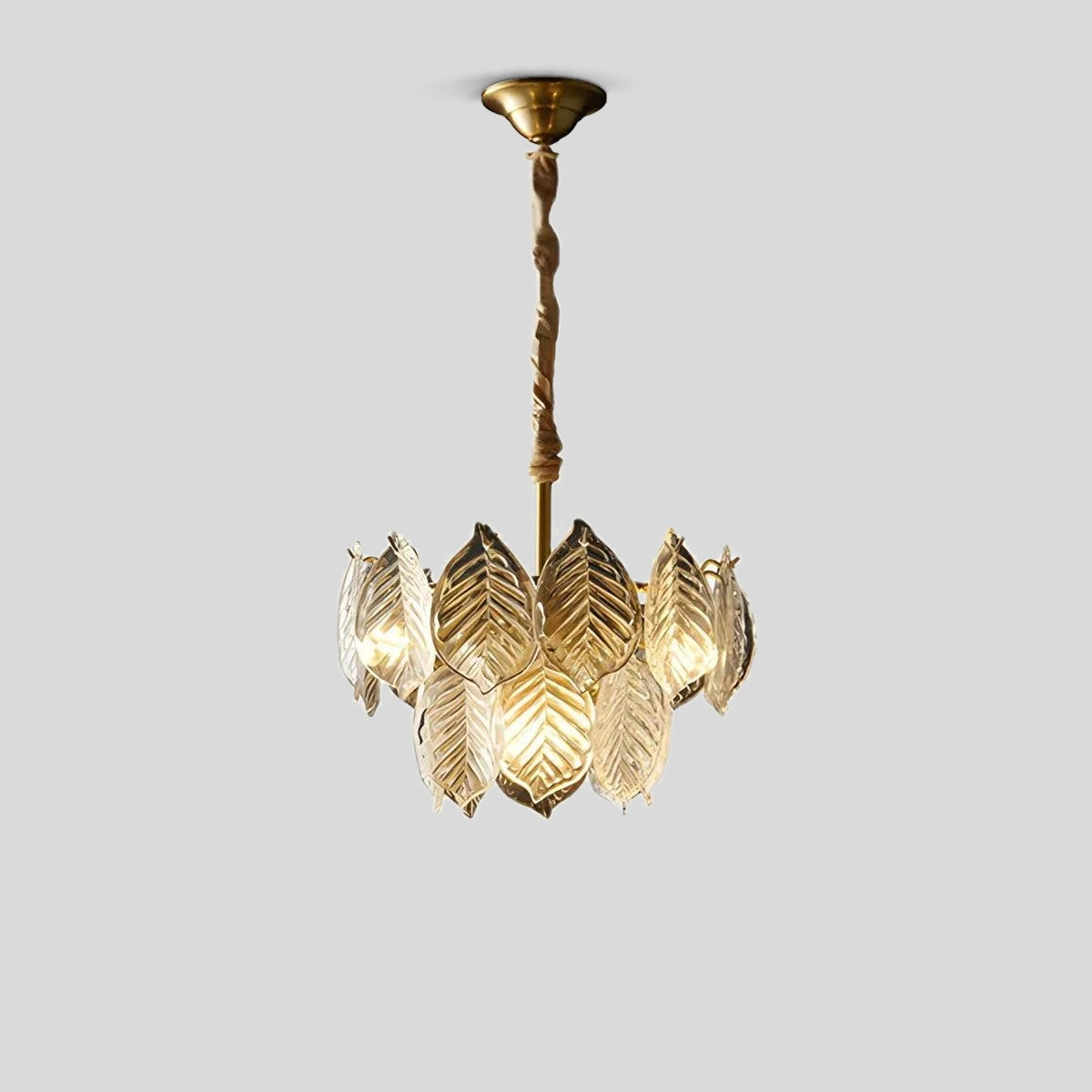 Antizer Tiered Glass Leaf Chandelier Double Layer-D40cm / 15.75"