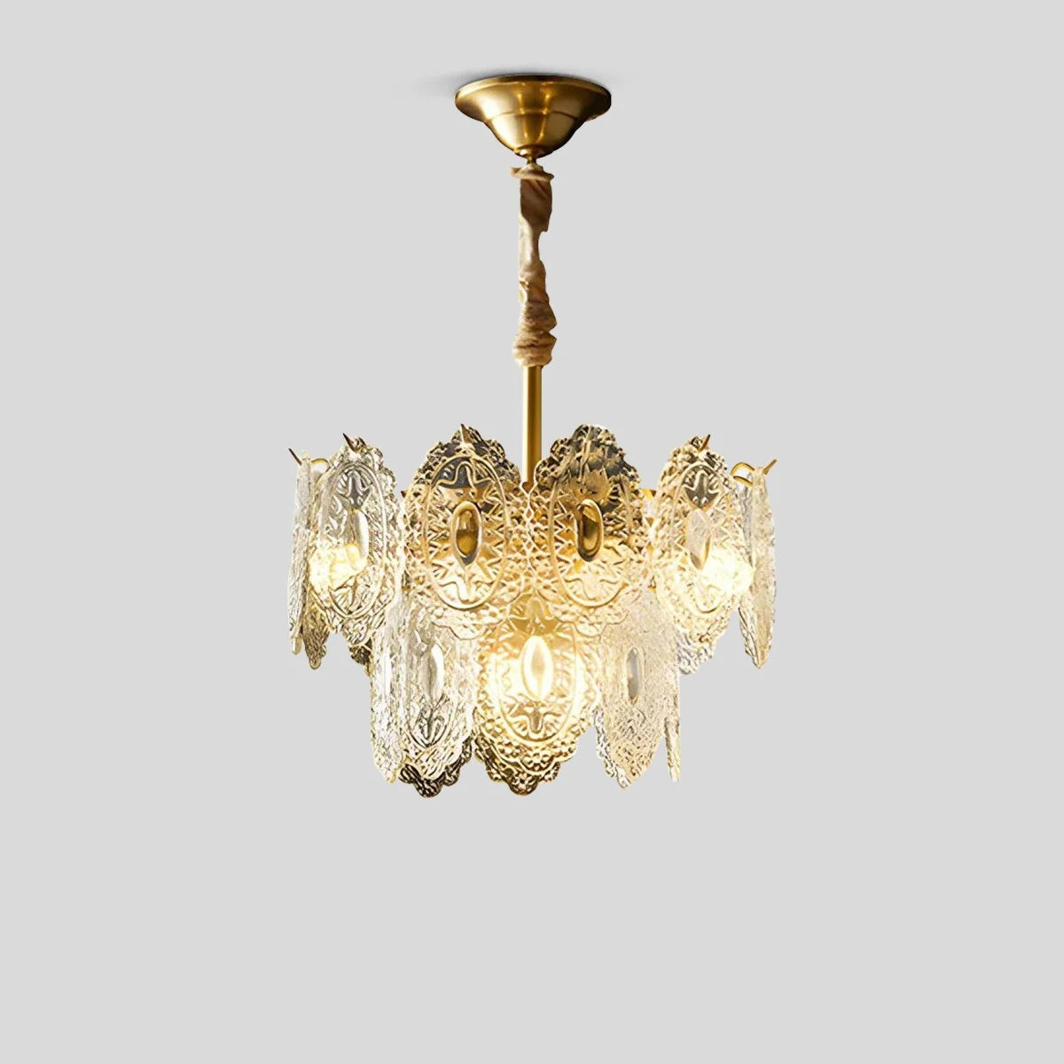 Antizer Tiered Textured Glass Chandelier Double Layer-D40cm / 15.75"