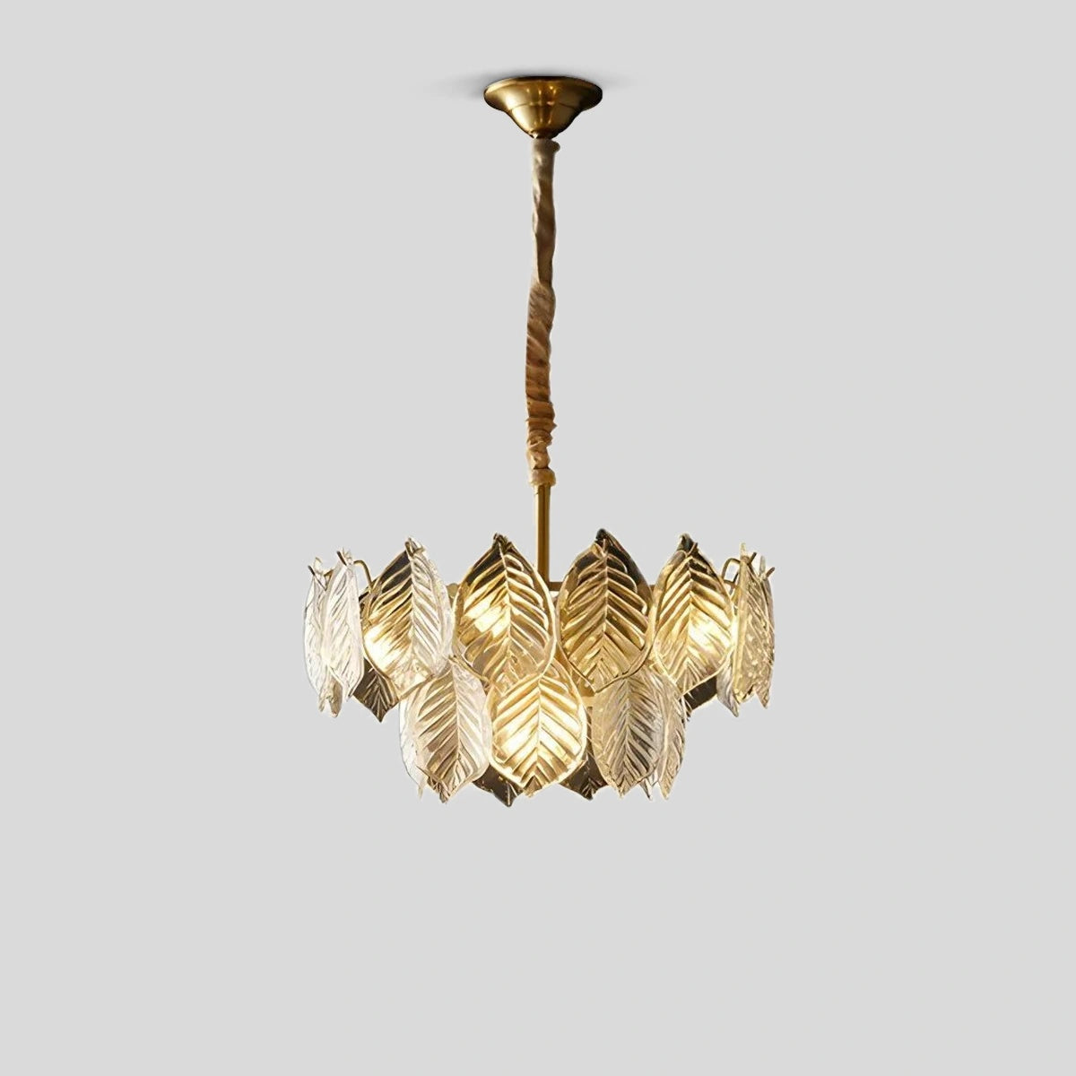 Antizer Tiered Glass Leaf Chandelier Double Layer-D50cm / 19.69"