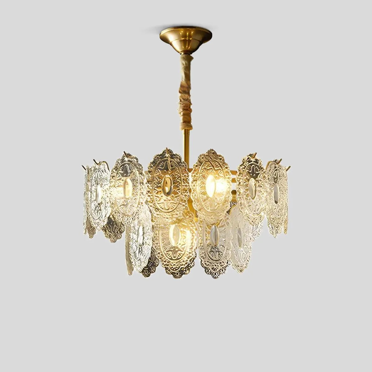 Antizer Tiered Textured Glass Chandelier Double Layer-D50cm / 19.69"