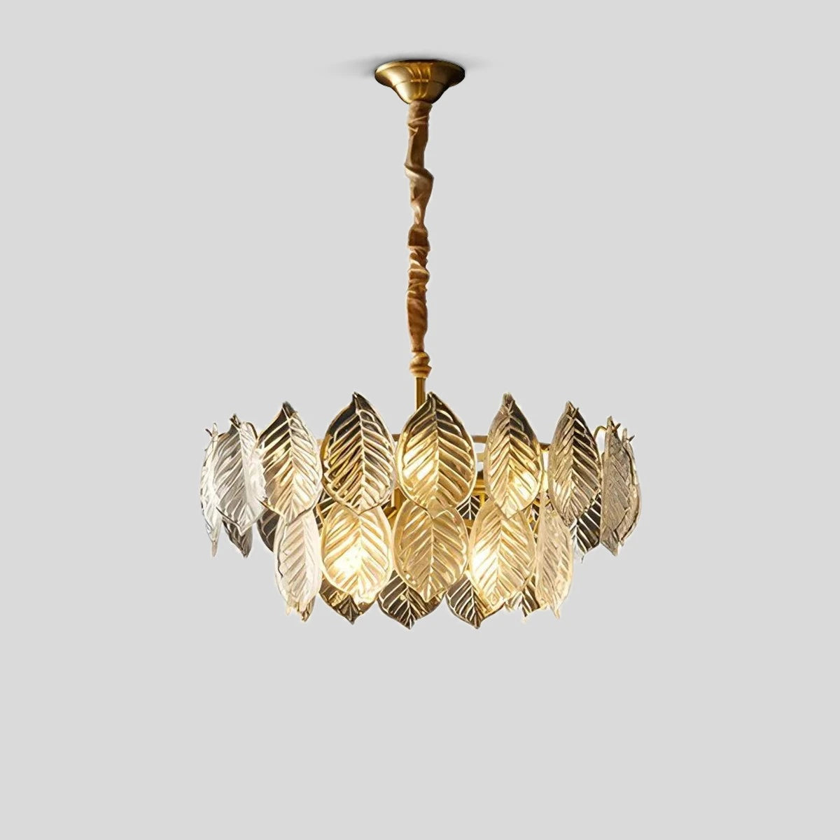 Antizer Tiered Glass Leaf Chandelier Double Layer-D60cm / 23.62"