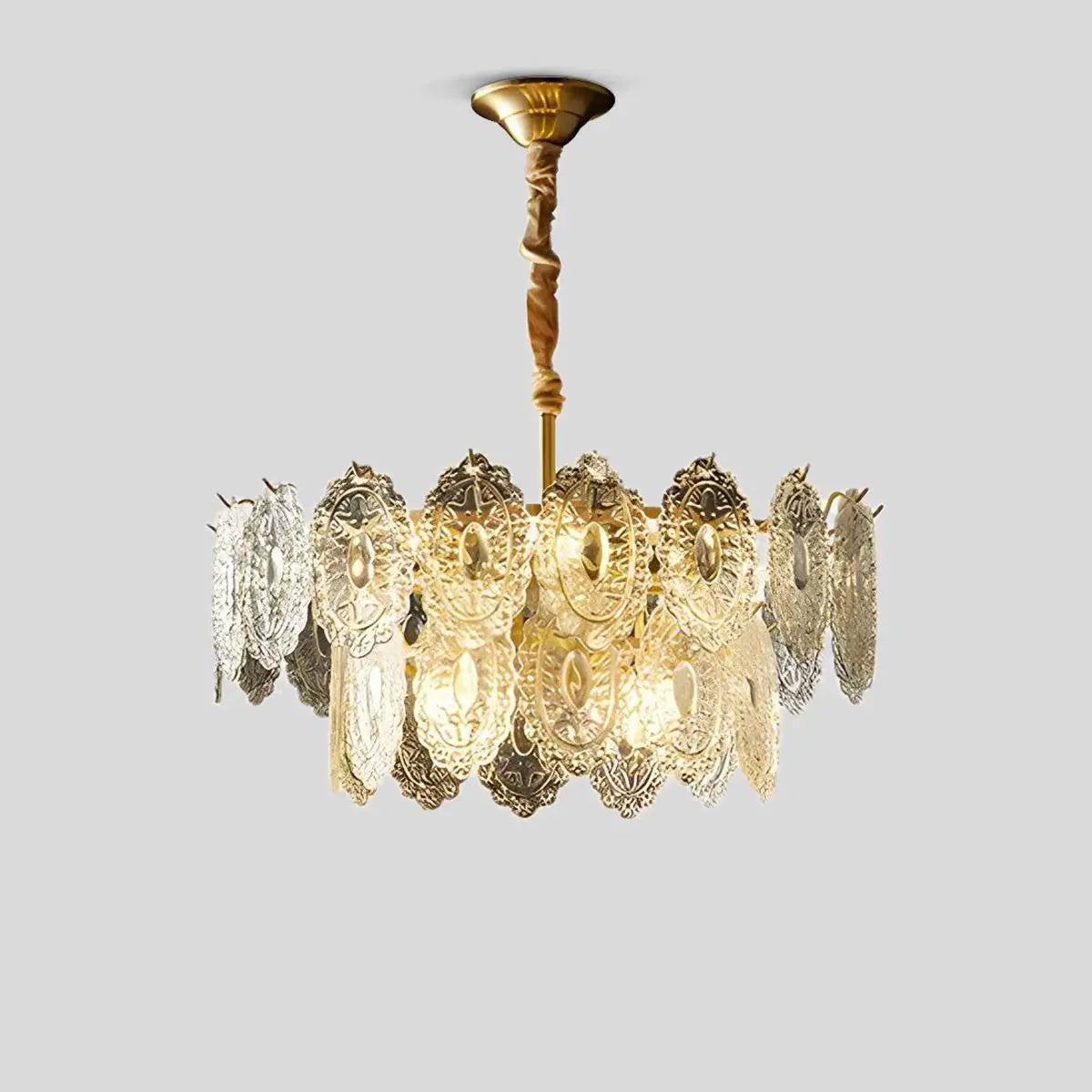 Antizer Tiered Textured Glass Chandelier Double Layer-D60cm / 23.62"
