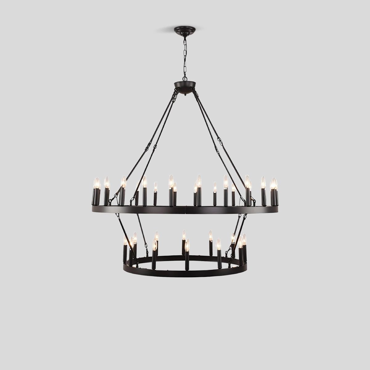 Antizer Candle Shaped Chandelier for Dining Room Black Double-120cm / 47.24"