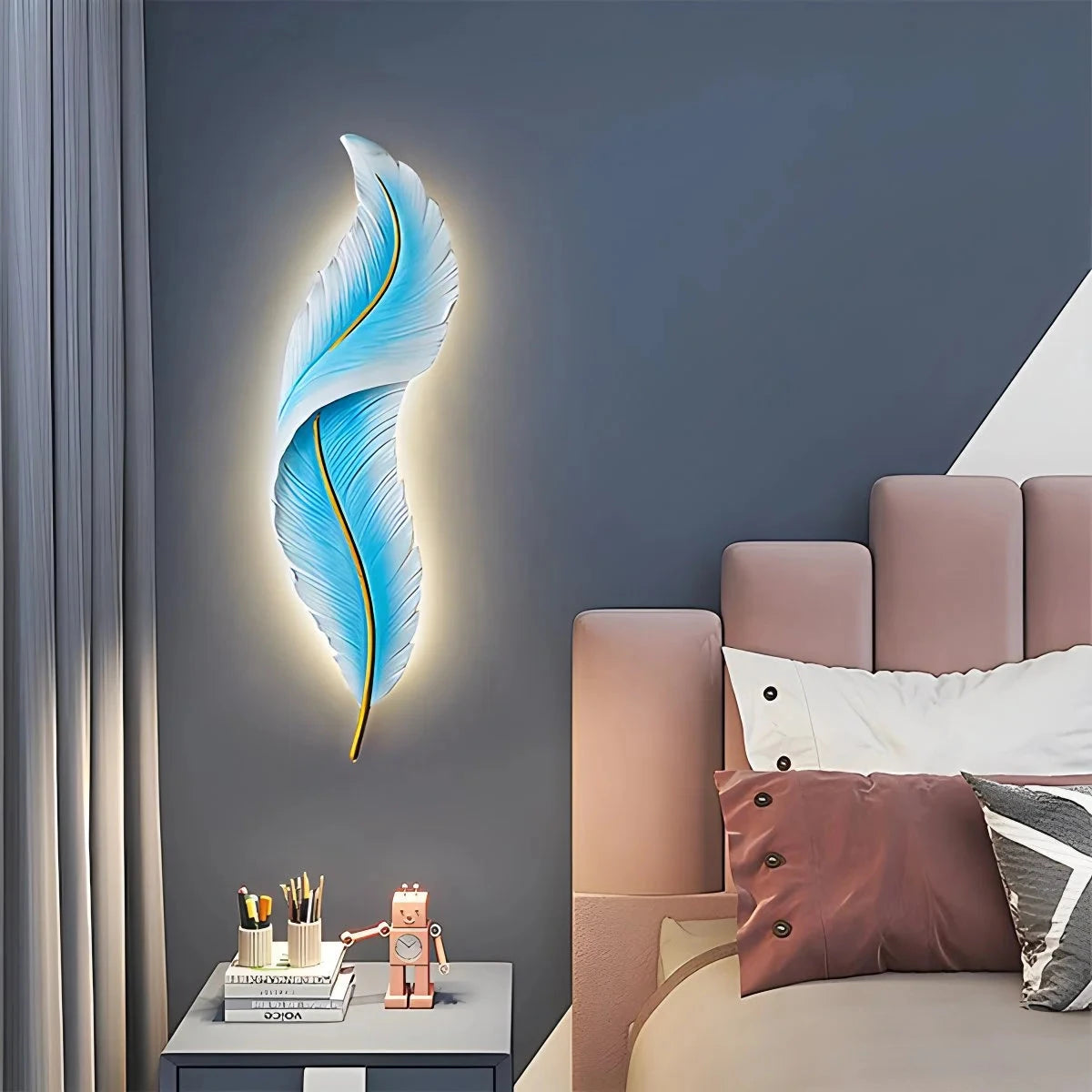 Antizer Feather Wall Lamp for Bedroom Living Room