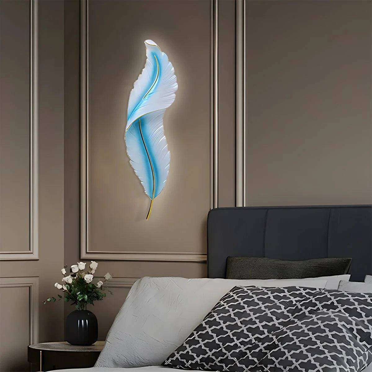 Antizer Feather Wall Lamp for Bedroom Living Room