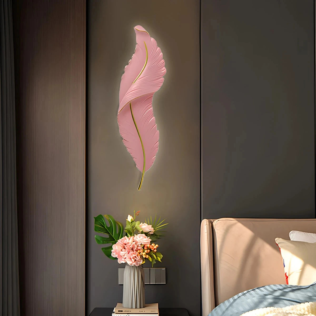 Antizer Feather Wall Lamp for Bedroom Living Room