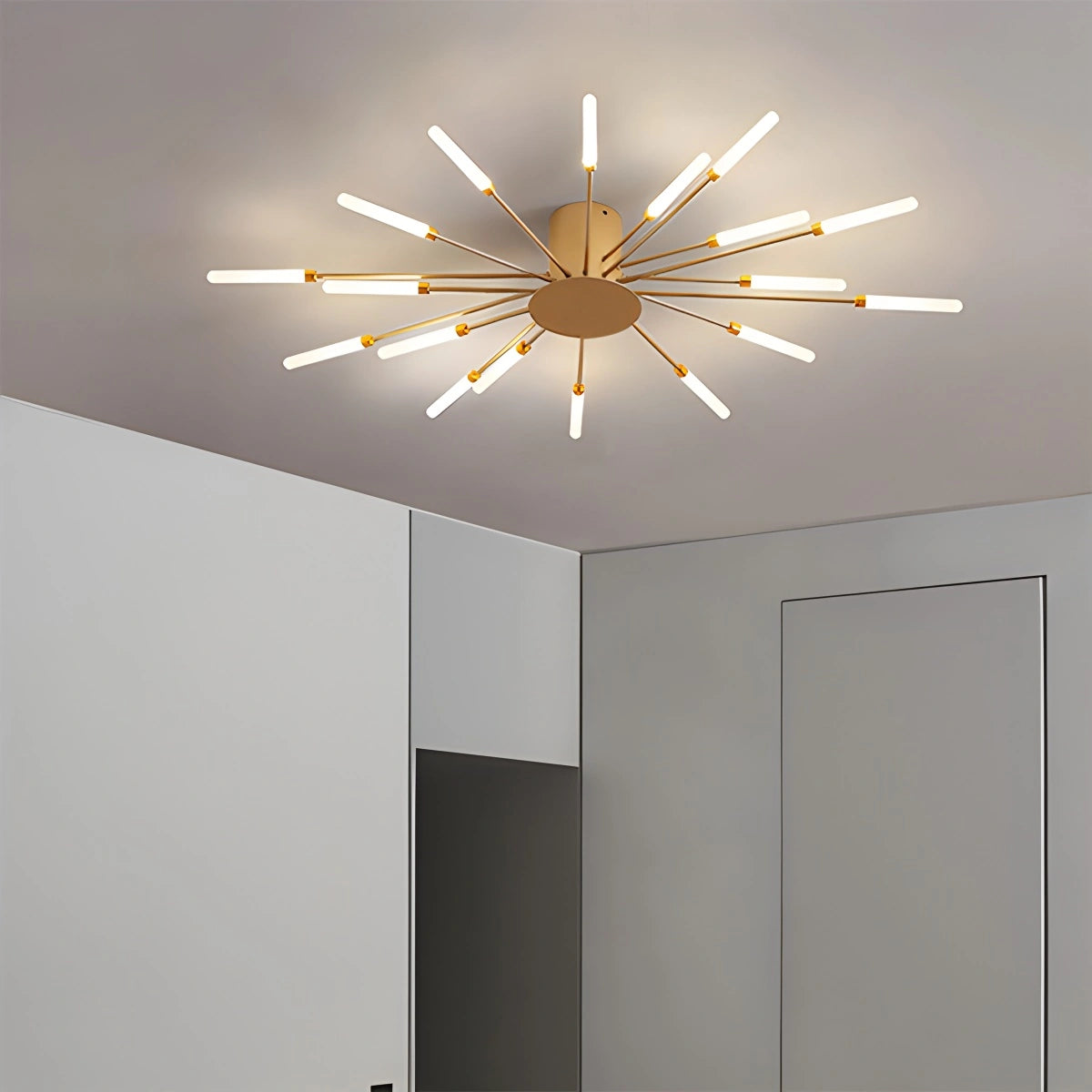 Antizer Fireworks Starburst Ceiling Light Gold 20 Lights Dimmable With Remote