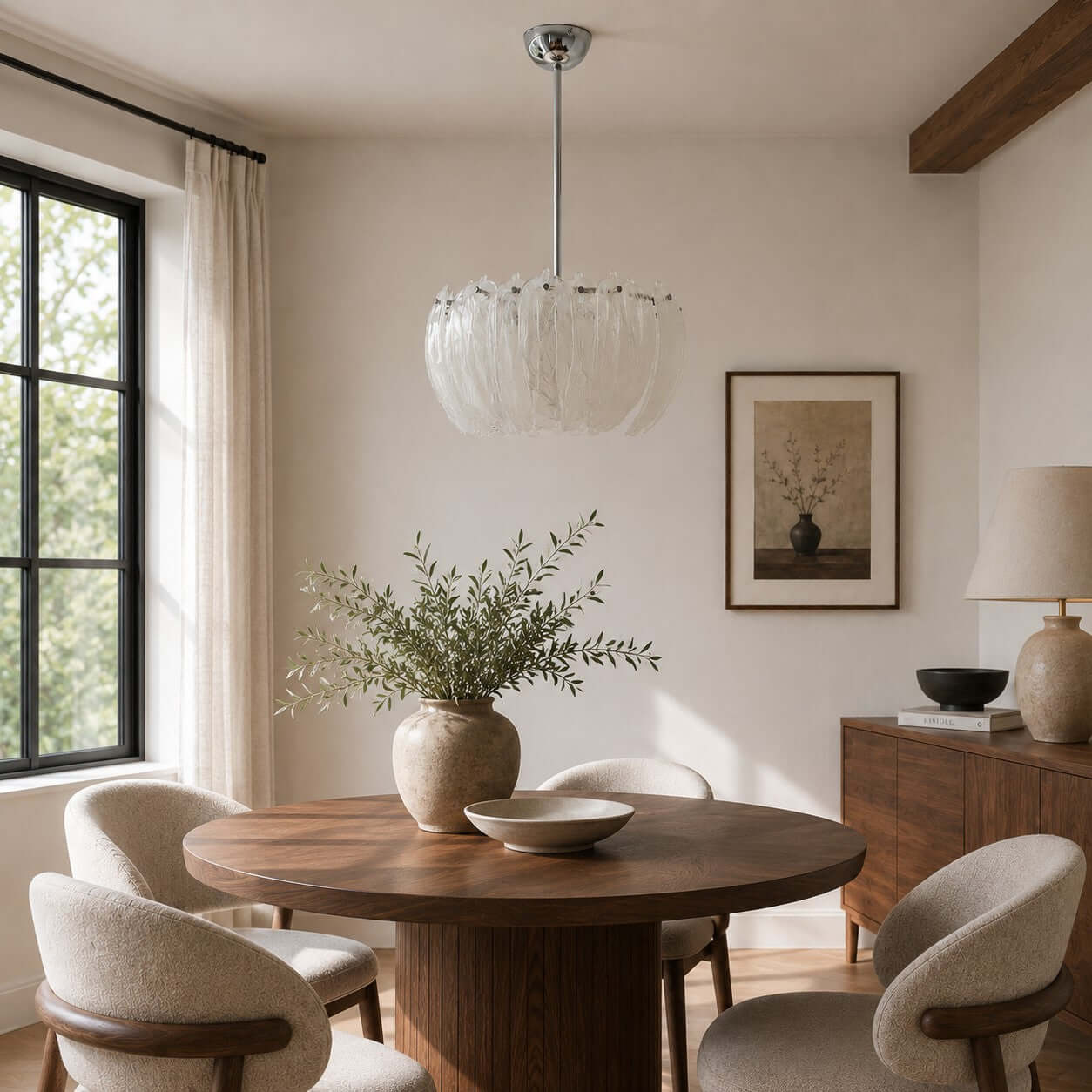Antizer Modern Cloudy Petal Glass Texture Chandelier