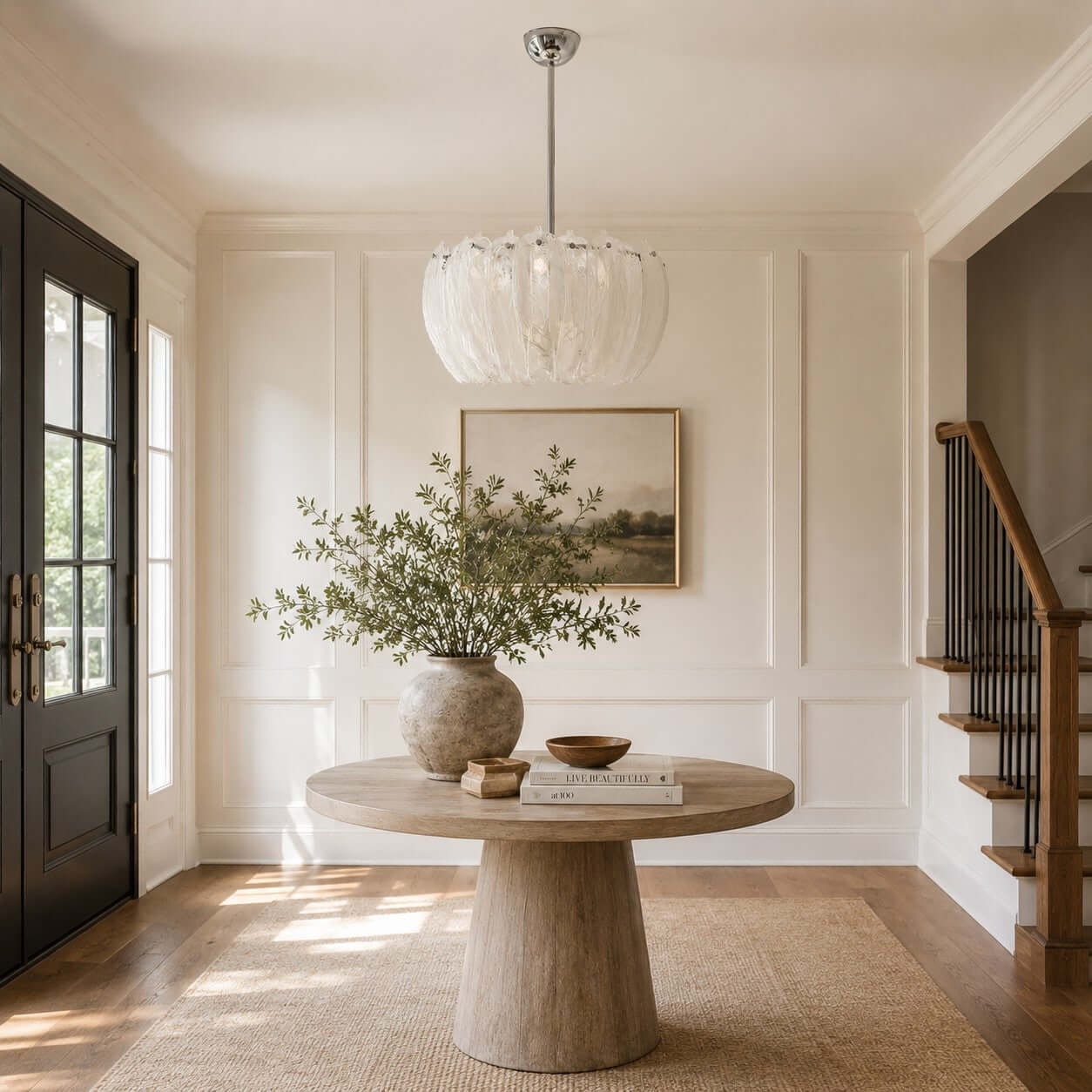 Antizer Modern Cloudy Petal Glass Texture Chandelier