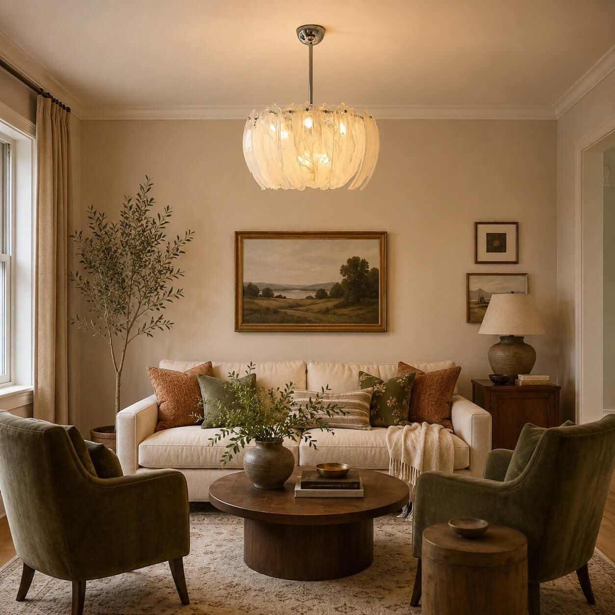 Antizer Modern Cloudy Petal Glass Texture Chandelier