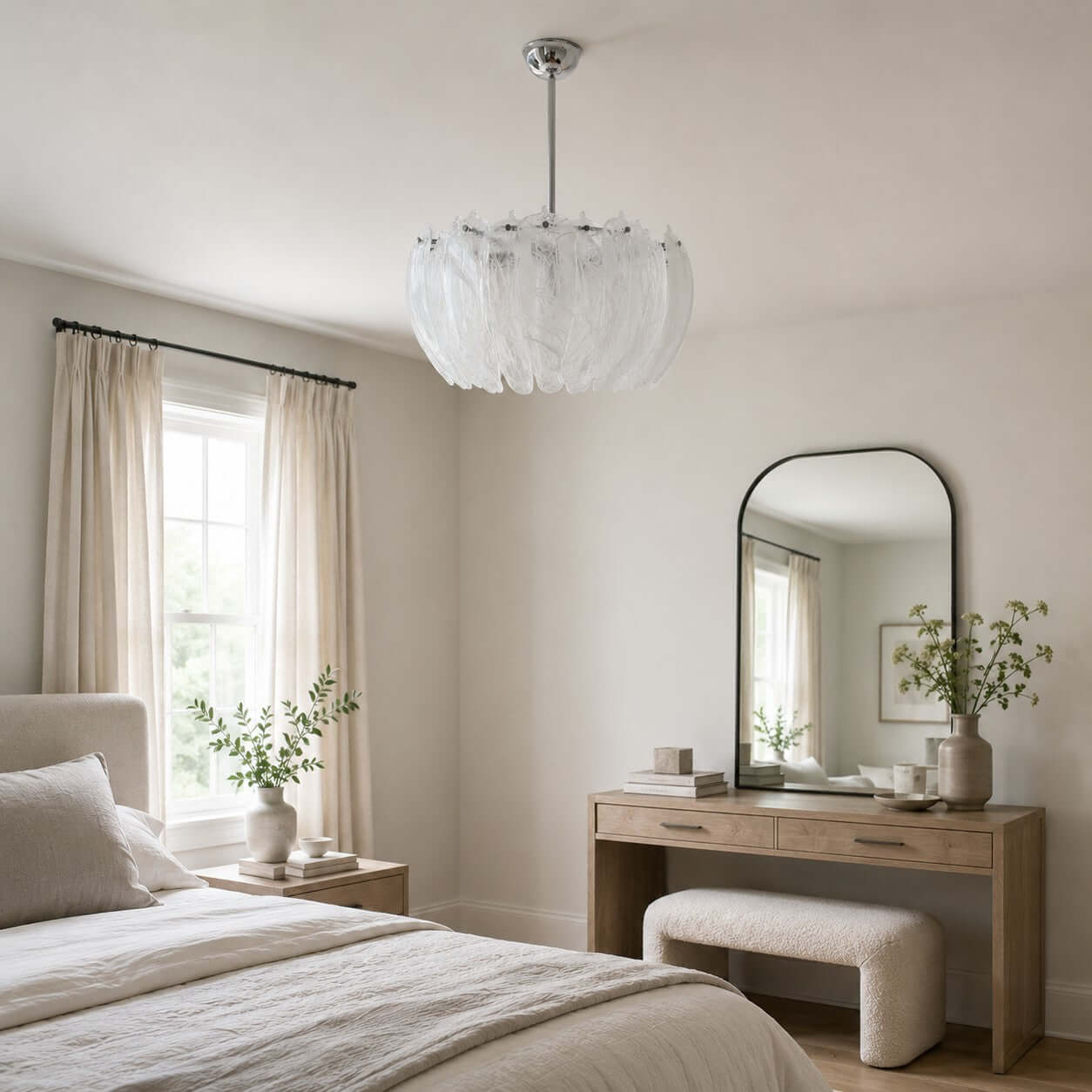 Antizer Modern Cloudy Petal Glass Texture Chandelier
