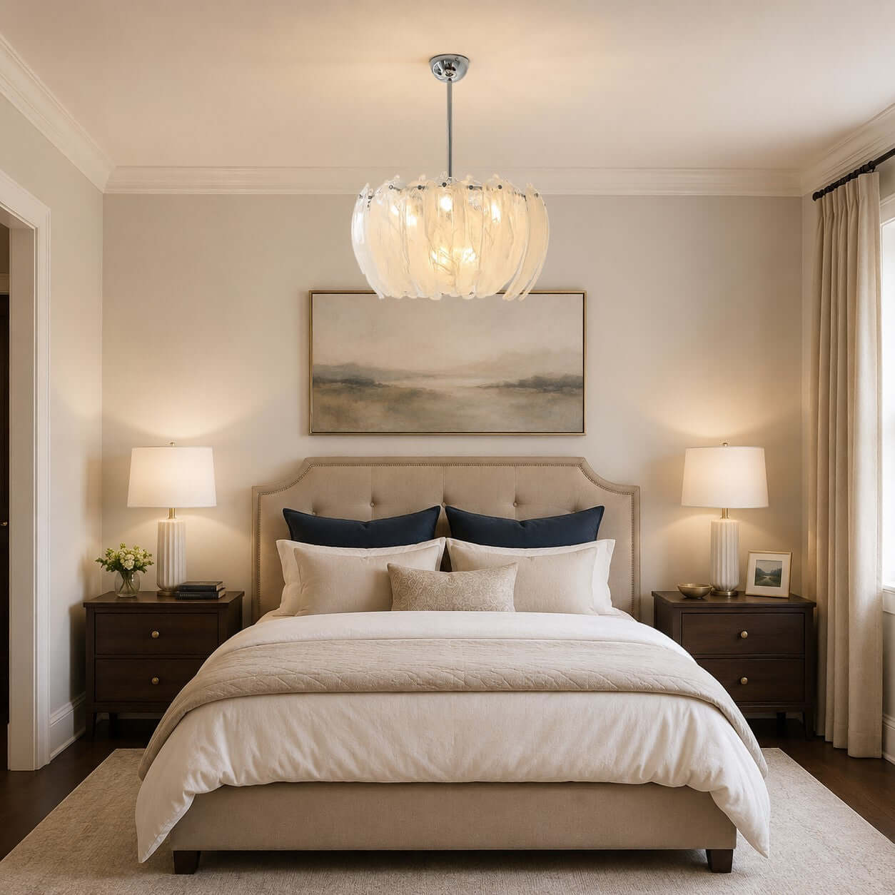 Antizer Modern Cloudy Petal Glass Texture Chandelier