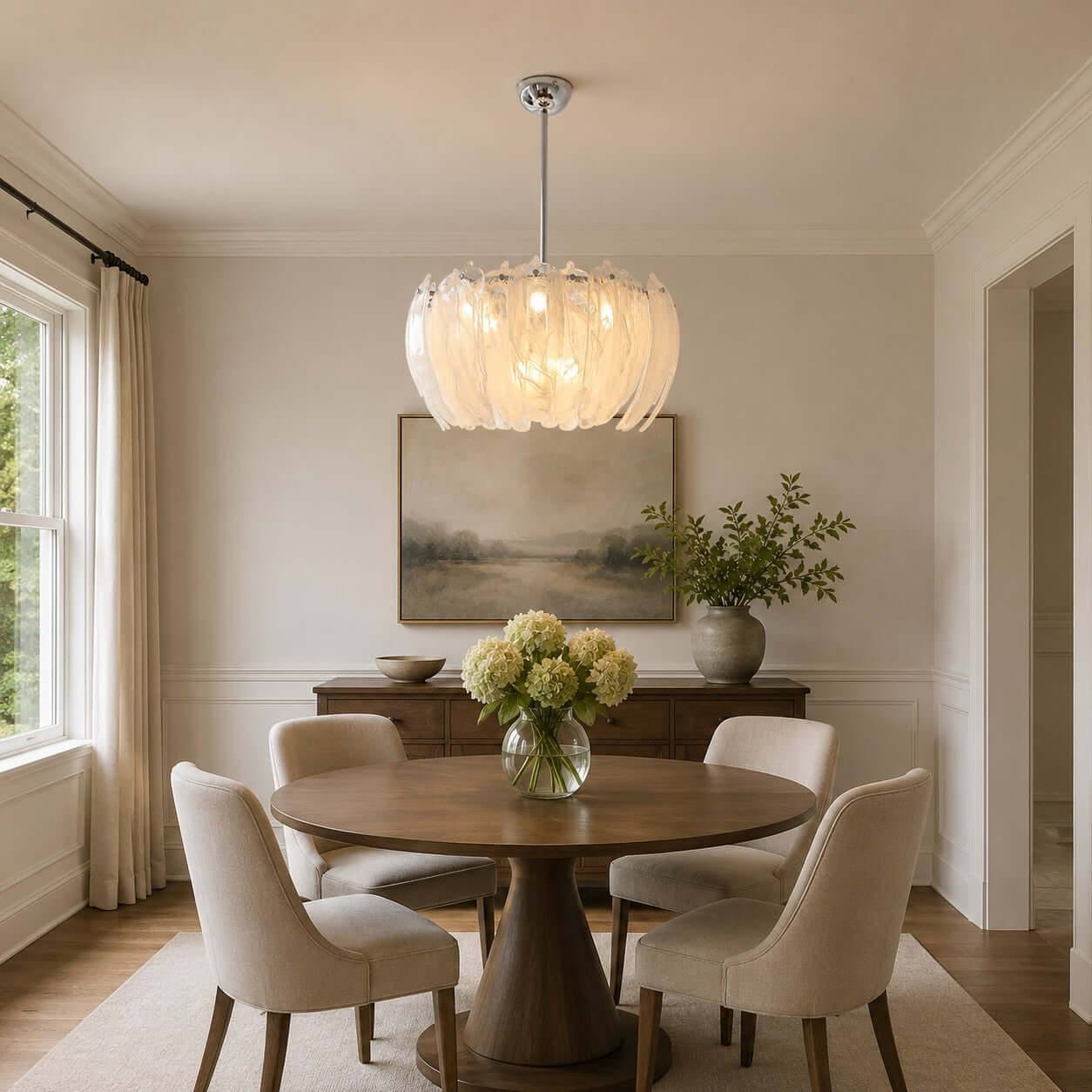 Antizer Modern Cloudy Petal Glass Texture Chandelier