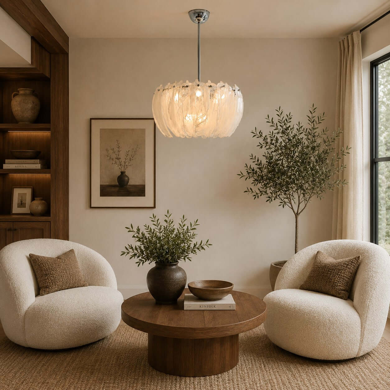 Antizer Modern Cloudy Petal Glass Texture Chandelier