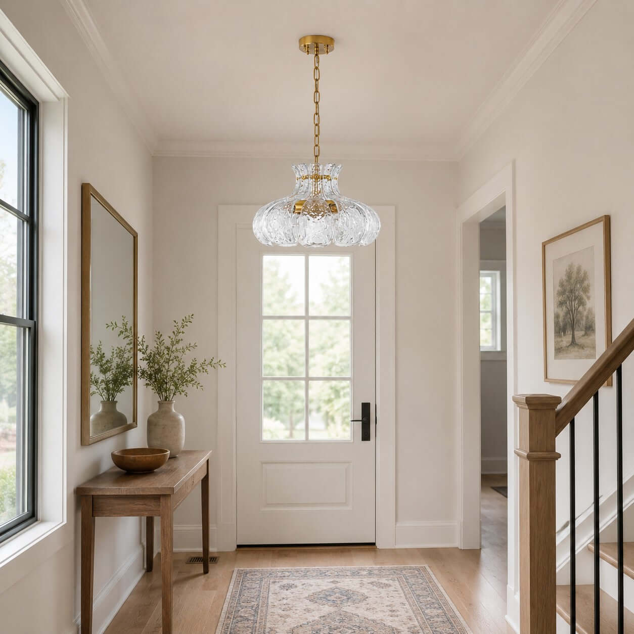Antizer French Petal Clear Glass Pendant Light