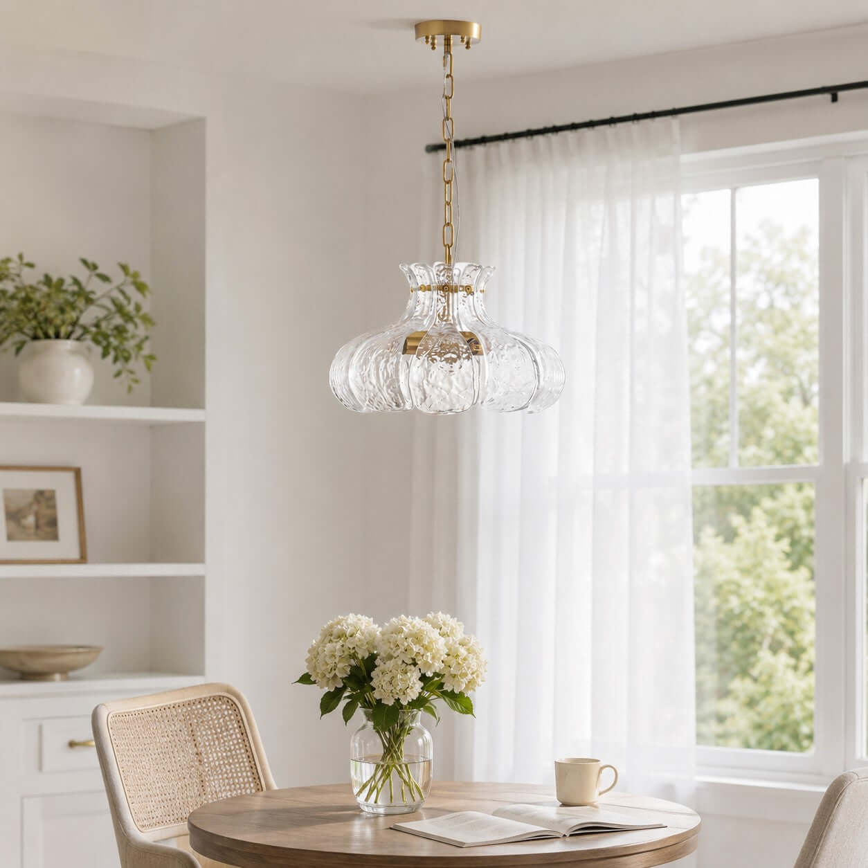 Antizer French Petal Clear Glass Pendant Light