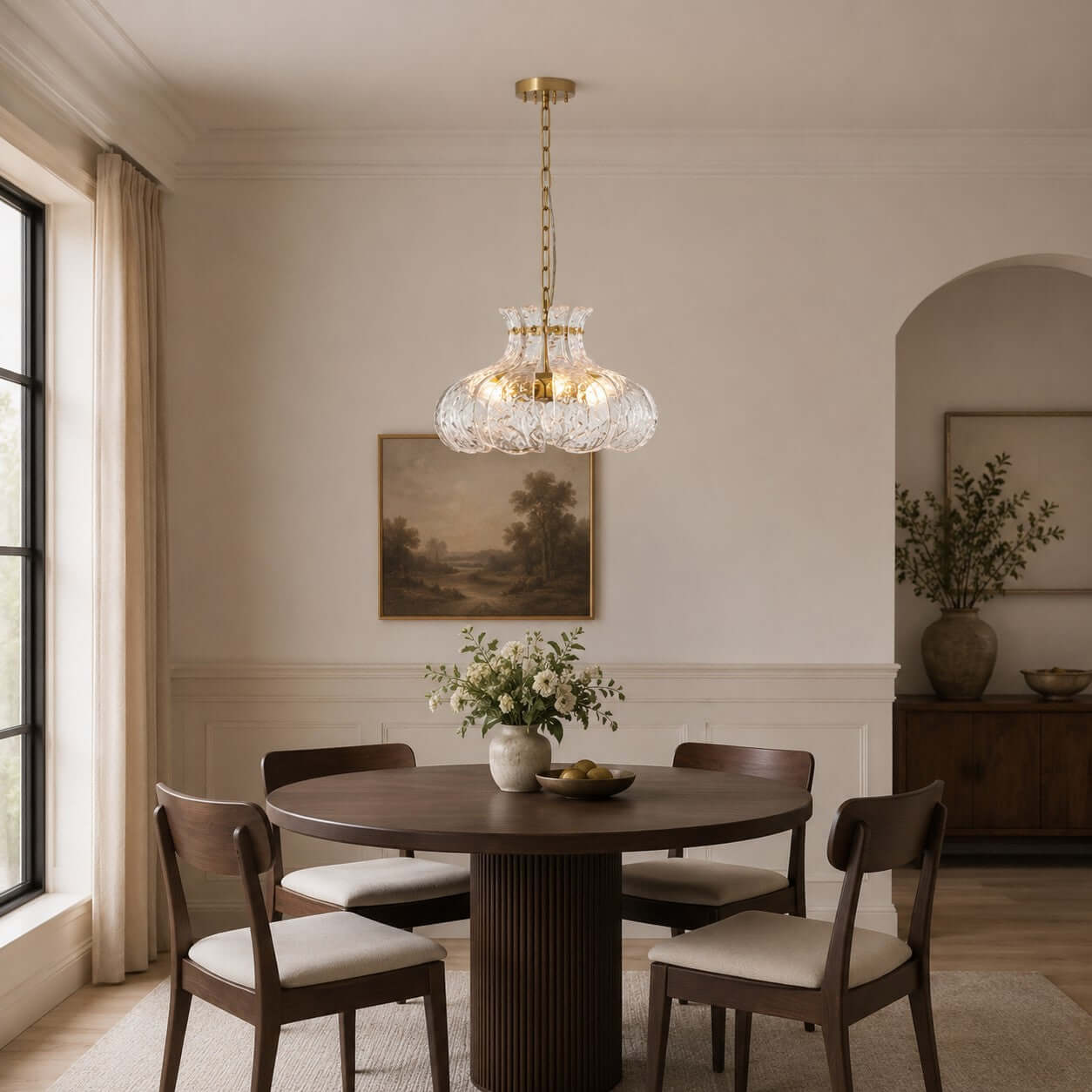 Antizer French Petal Clear Glass Pendant Light
