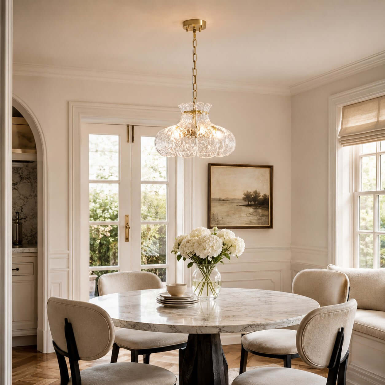 Antizer French Petal Clear Glass Pendant Light