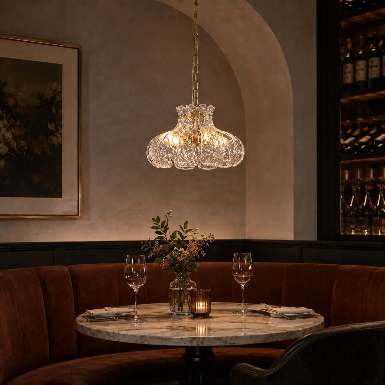 Antizer French Petal Clear Glass Pendant Light