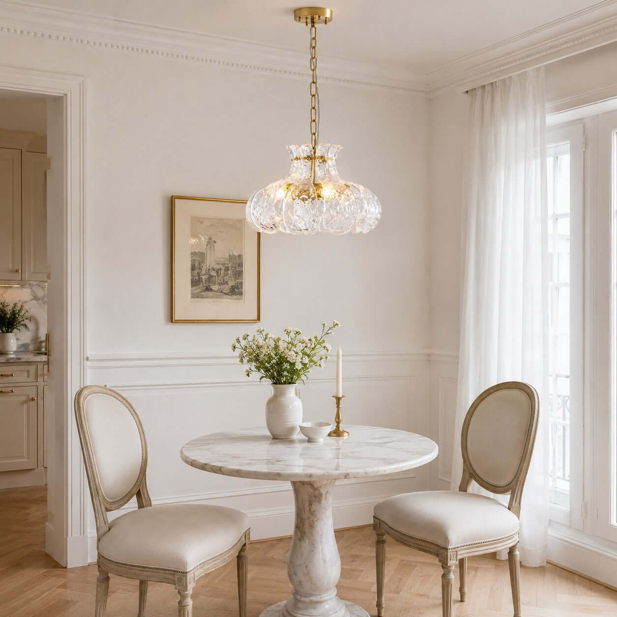 Antizer French Petal Clear Glass Pendant Light