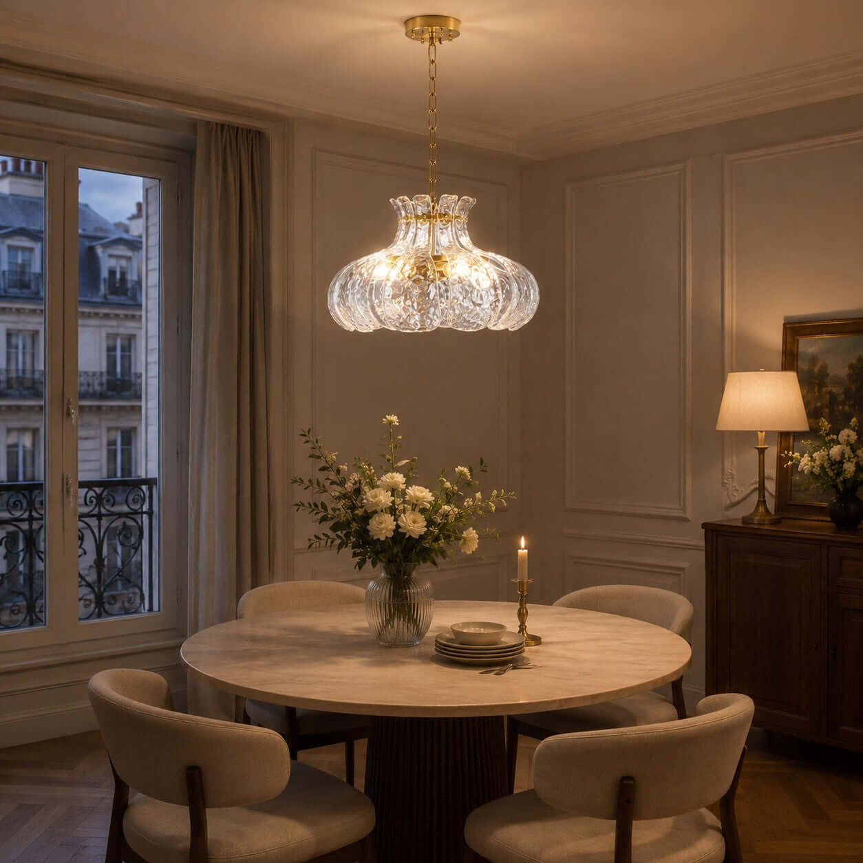 Antizer French Petal Clear Glass Pendant Light