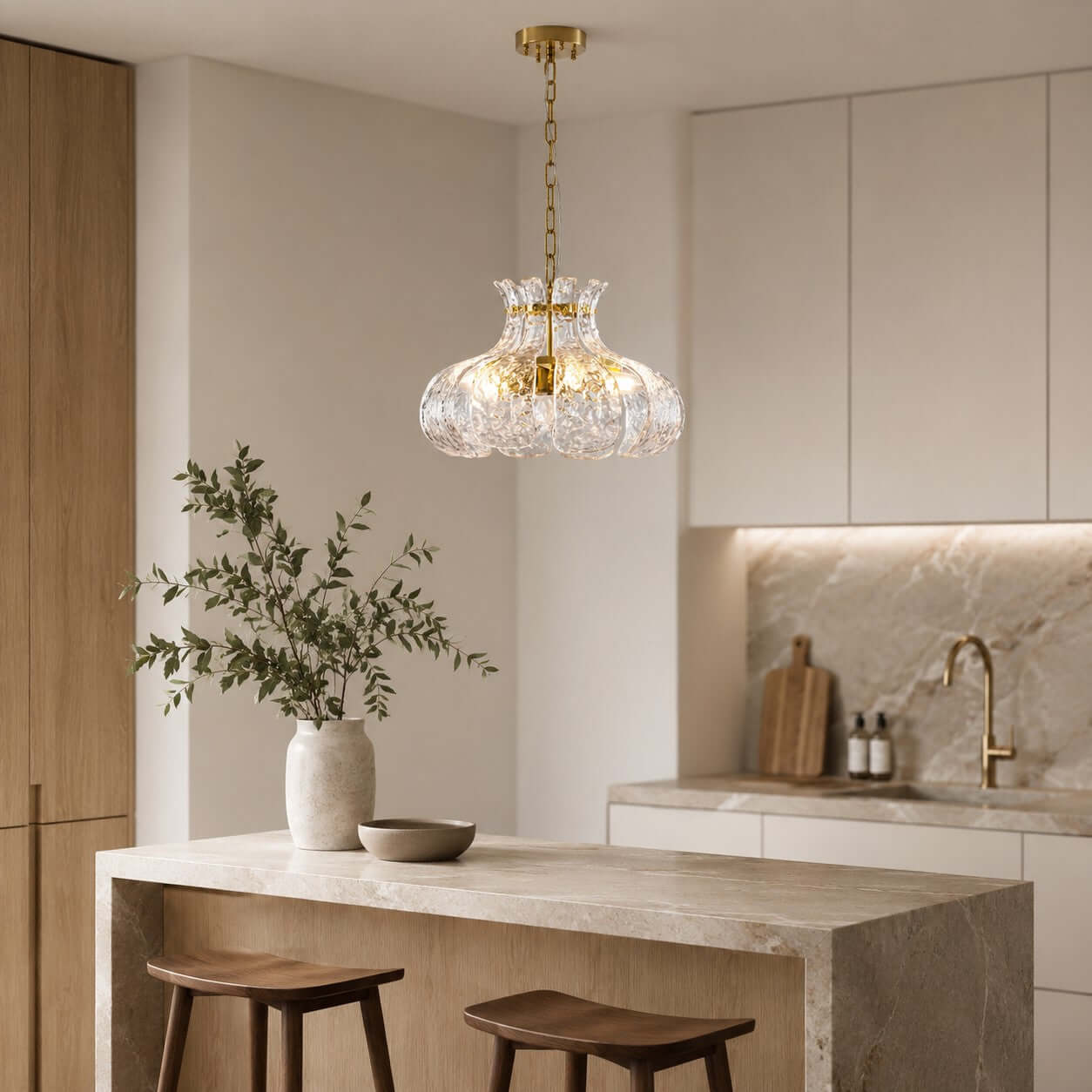Antizer French Petal Clear Glass Pendant Light