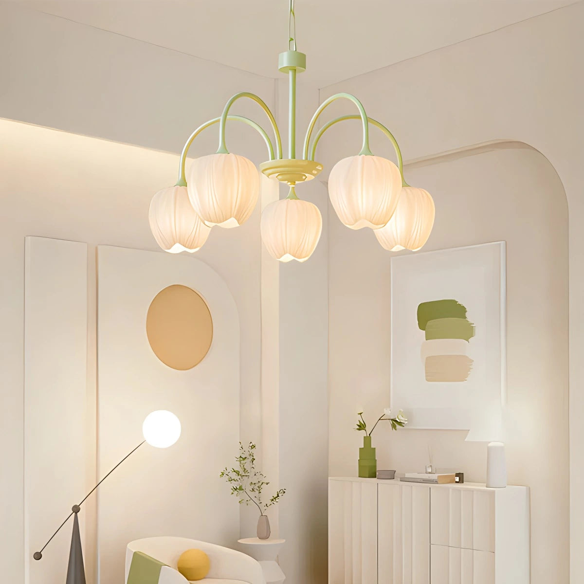 white tulip chandelier