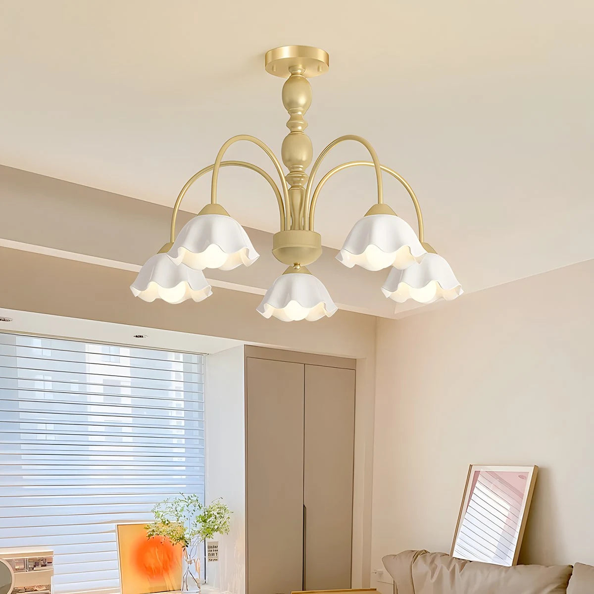 Antizer French Pastoral Style Flower Chandelier