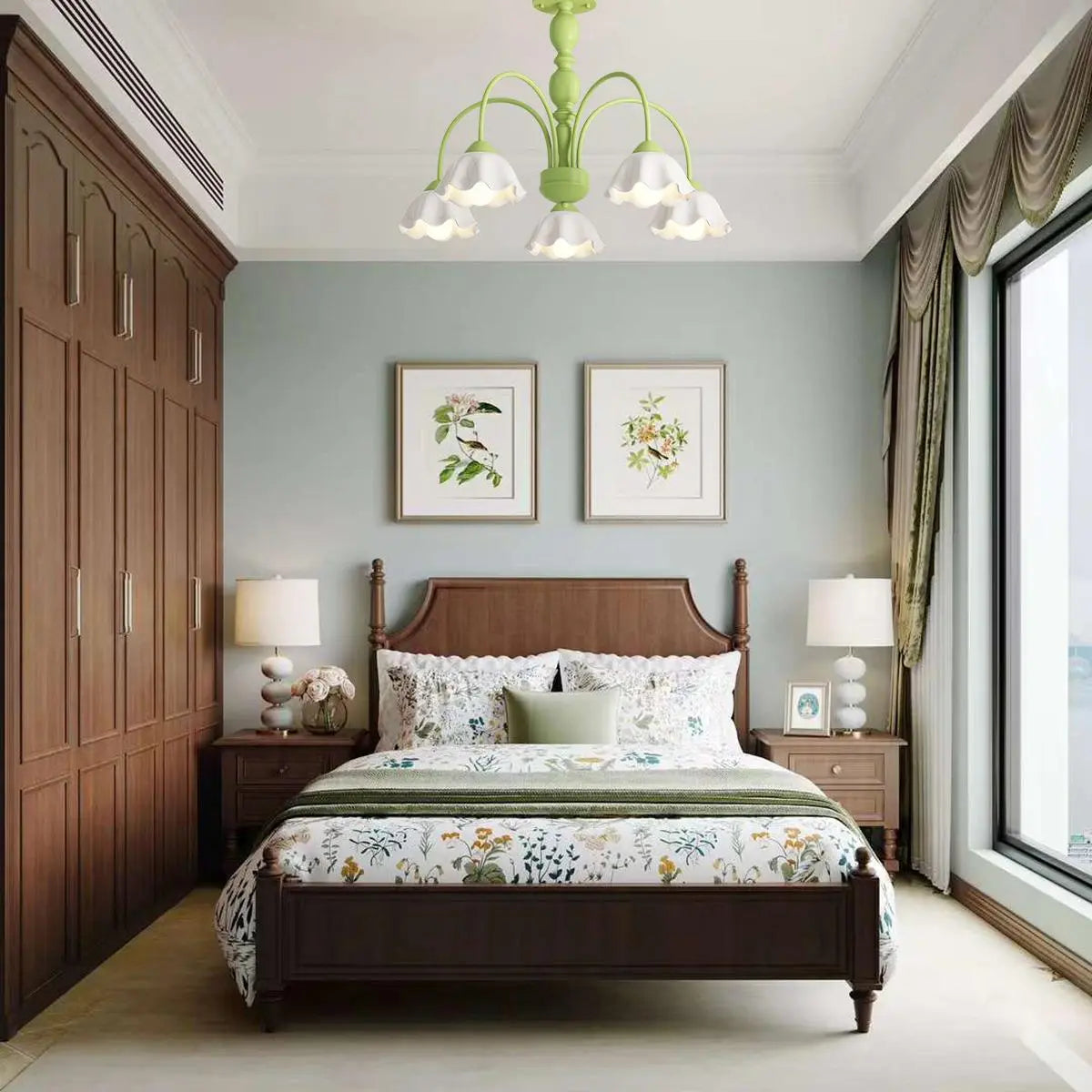 Antizer French Pastoral Style Flower Chandelier