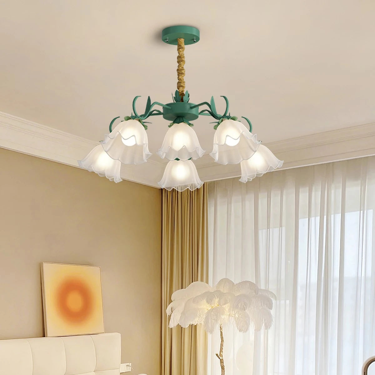 Antizer American Retro Pastoral Style Flower Chandelier