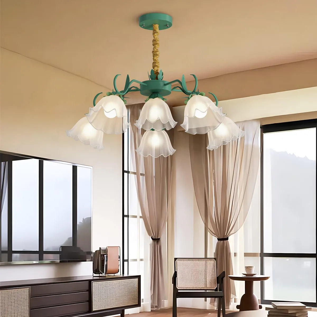 Antizer American Retro Pastoral Style Flower Chandelier