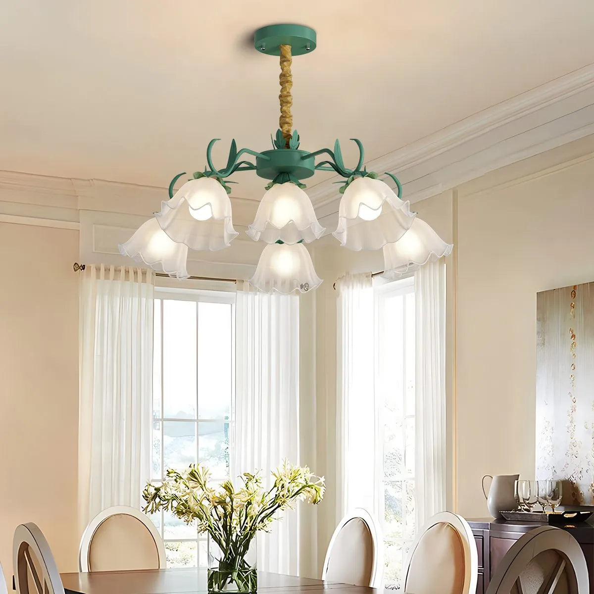 Antizer American Retro Pastoral Style Flower Chandelier