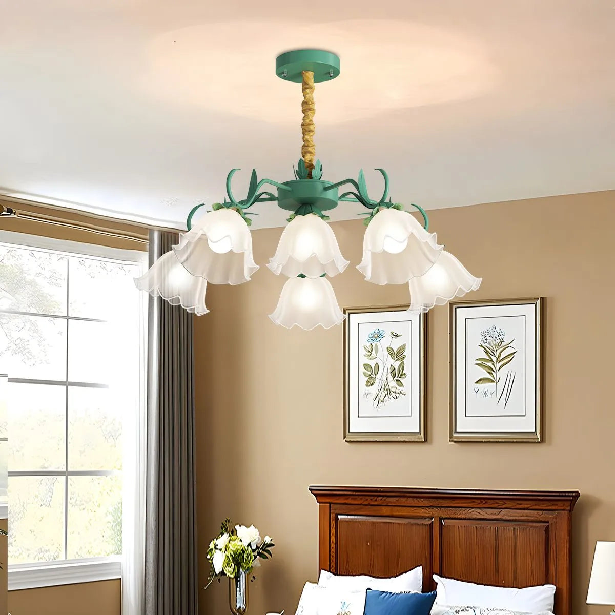 Antizer American Retro Pastoral Style Flower Chandelier