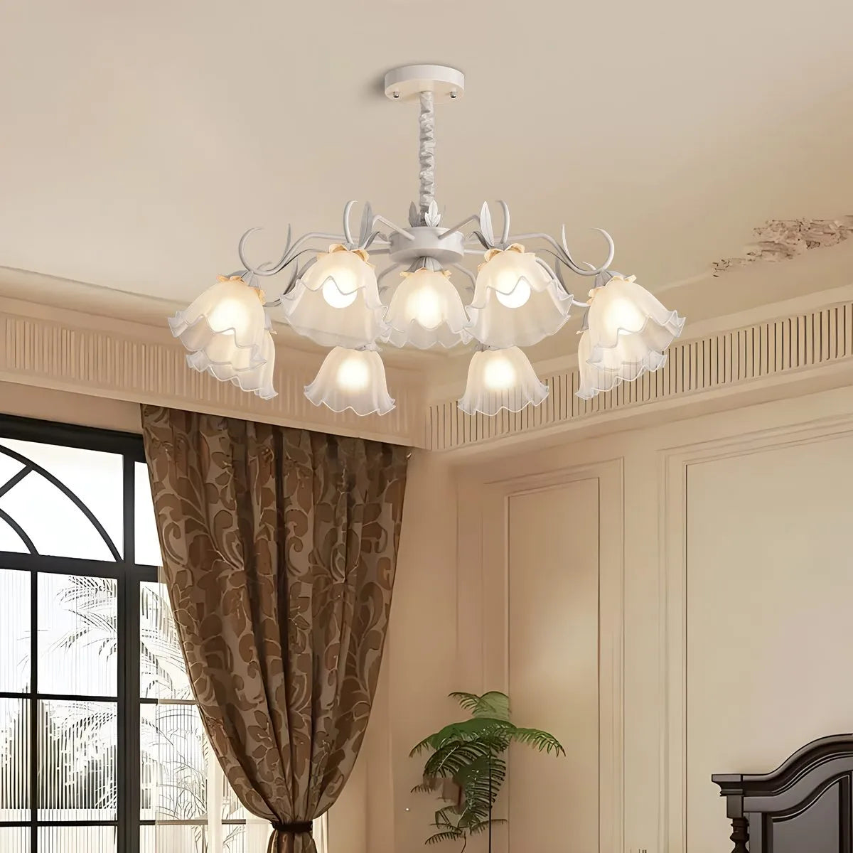 Antizer American Retro Pastoral Style Flower Chandelier