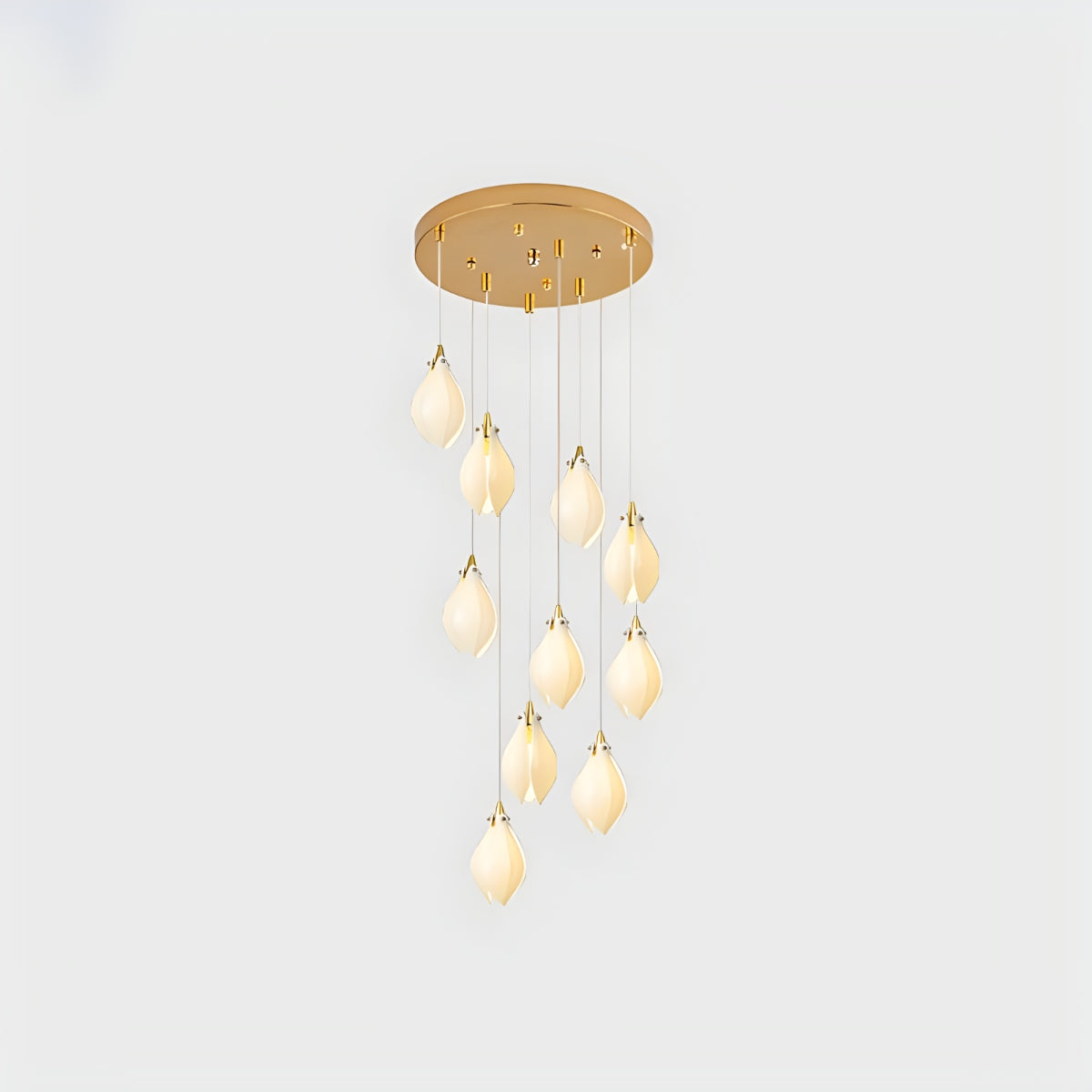 Antizer Ceramic Bud Pendant Light for Modern Interiors Gold 10 Heads Round