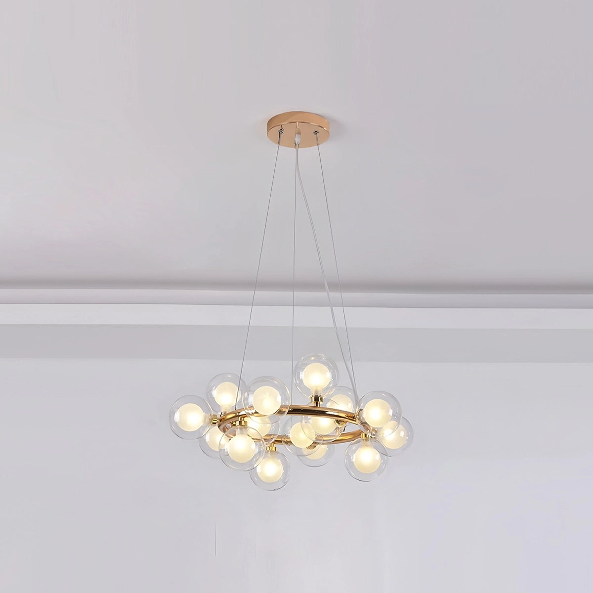 Antizer Nur Bubble Glass Chandelier for Living Room Gold 15 Bulbs