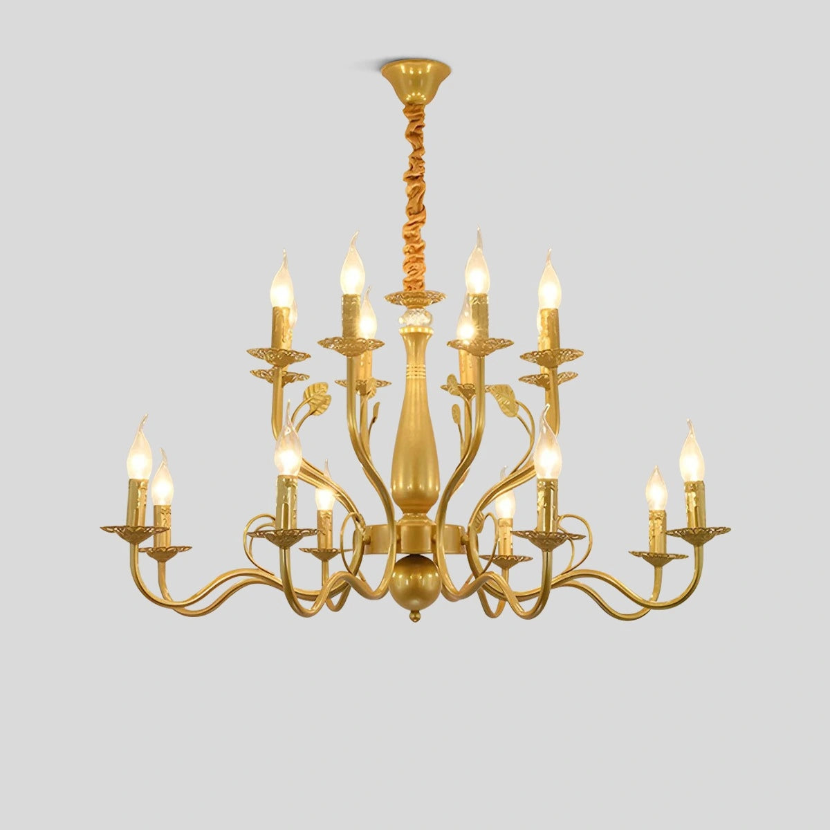 Antizer Double Layered Candle Chandelier for Dining Room Gold 16 Heads Warm Light