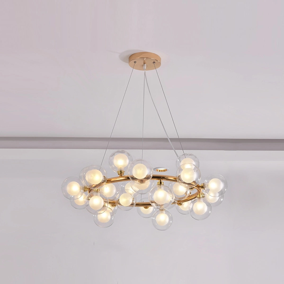 Antizer Nur Bubble Glass Chandelier for Living Room Gold 25 Bulbs