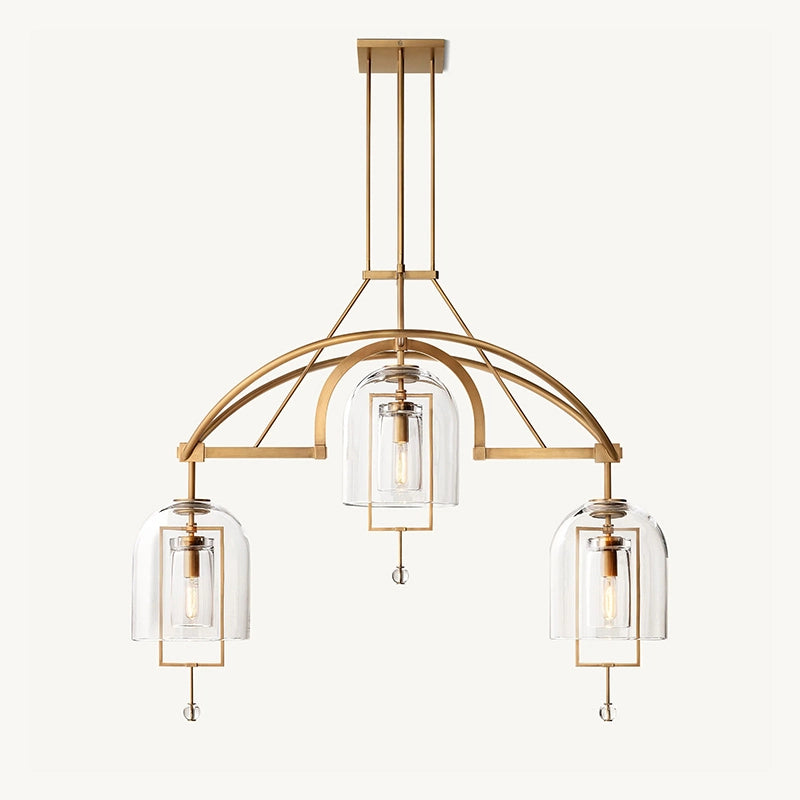 Antizer Bell Glass Chandelier for Living Room Gold 3 Heads-61" Warm Light