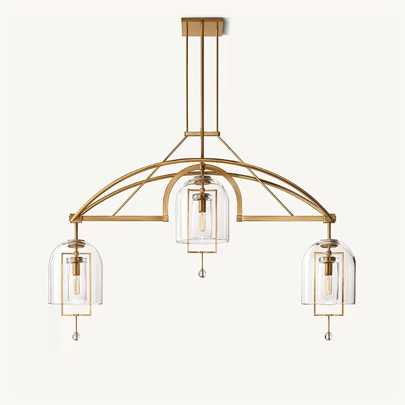 Antizer Bell Glass Chandelier for Living Room Gold 3 Heads-73" Warm Light