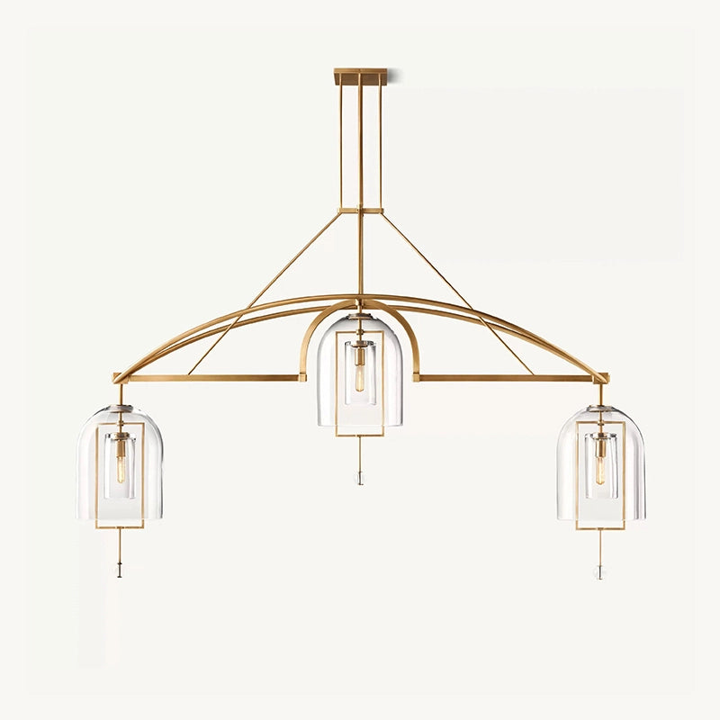 Antizer Bell Glass Chandelier for Living Room Gold 3 Heads-85" Warm Light