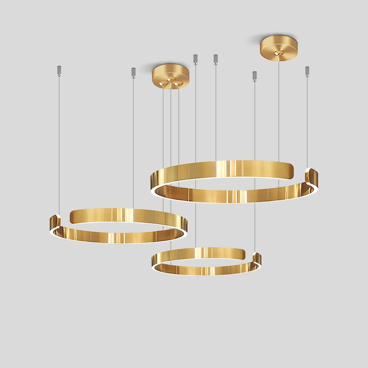 Antizer Modern Ring LED Chandelier for Living Room Golden 15.7"+23.6"+31.5"(40cm+60cm+80cm)
