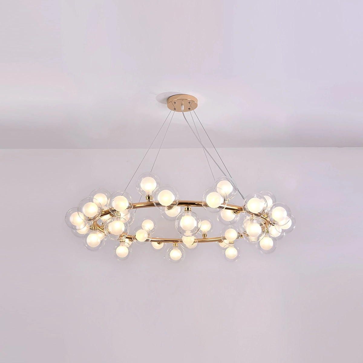 Antizer Nur Bubble Glass Chandelier for Living Room Gold 45 Bulbs