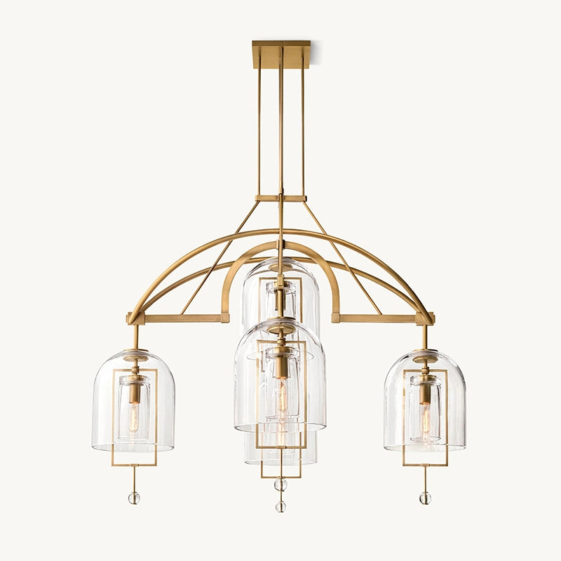 Antizer Bell Glass Chandelier for Living Room Gold 5 Heads-61" Warm Light