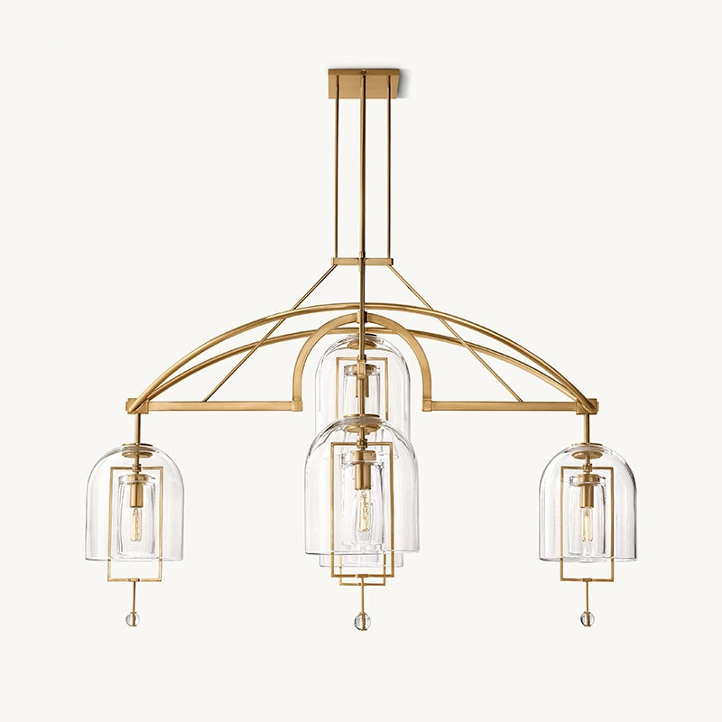 Antizer Bell Glass Chandelier for Living Room Gold 5 Heads-73" Warm Light