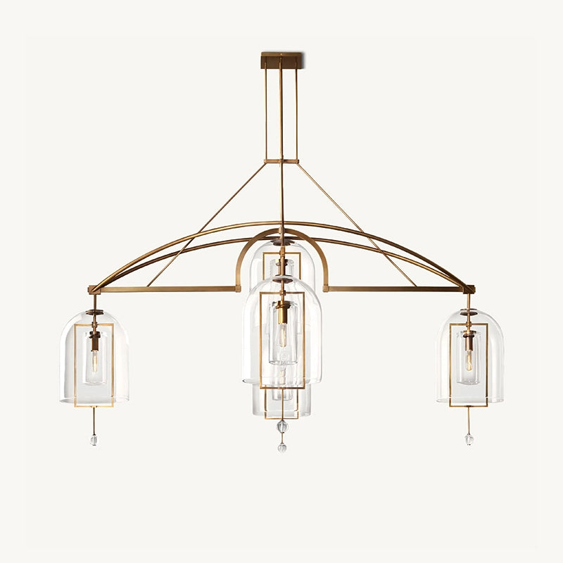 Antizer Bell Glass Chandelier for Living Room Gold 5 Heads-85" Warm Light