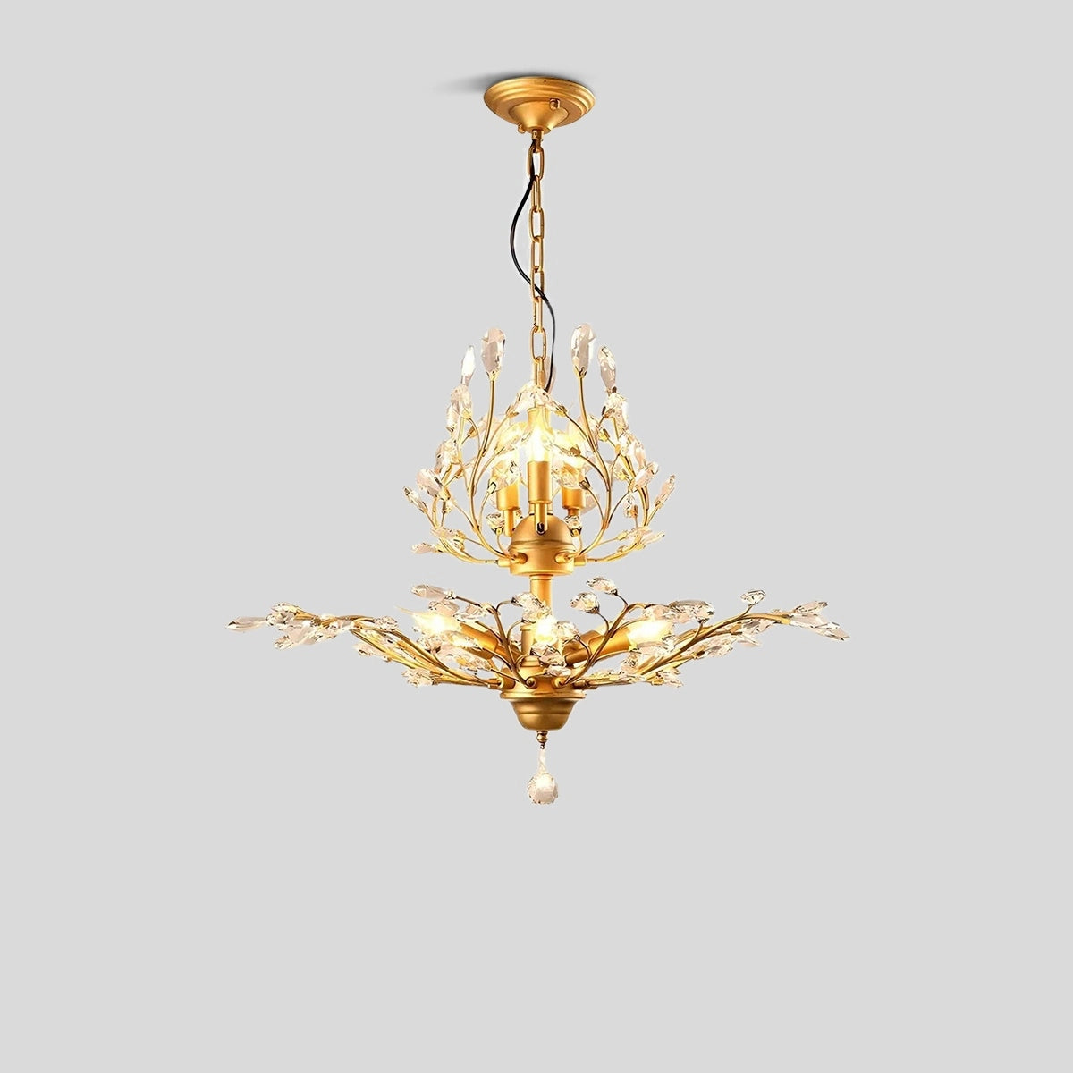 Antizer Tree Branch Crystal Chandelier for Living Room Gold